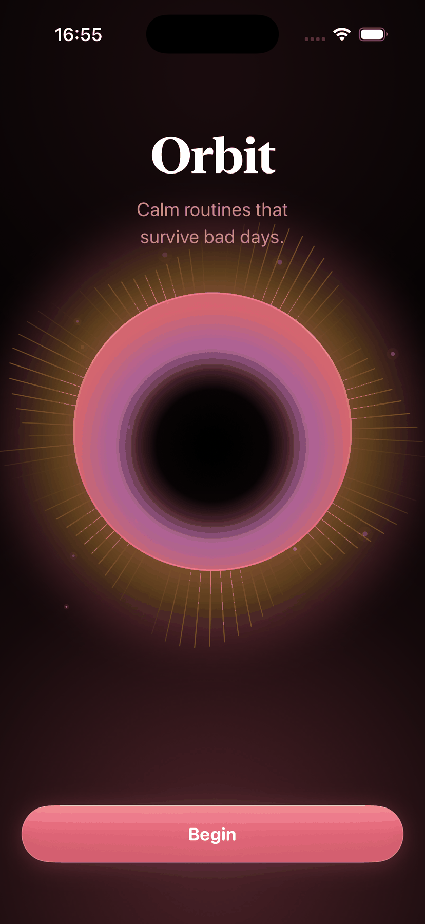 Onboarding welcome with eclipse orb