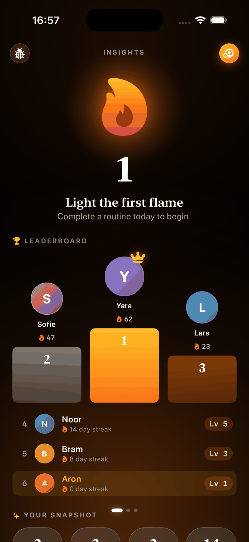Insights and friend leaderboard